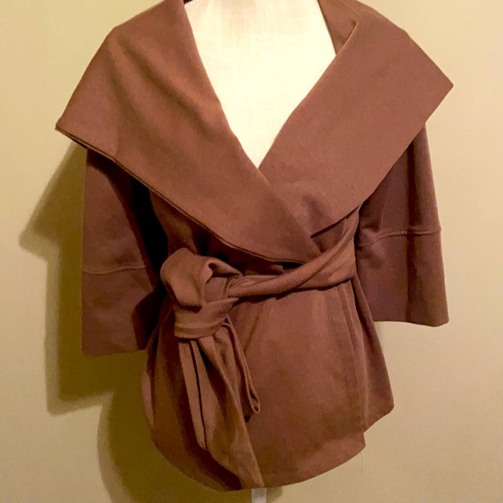Mocha/Black Hooded Wrap Shirt/Sweater